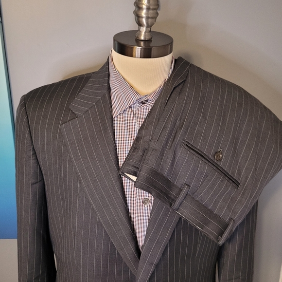 Ralph Lauren Black Label 42L Black Striped Wool Suit - Picture 2 of 8